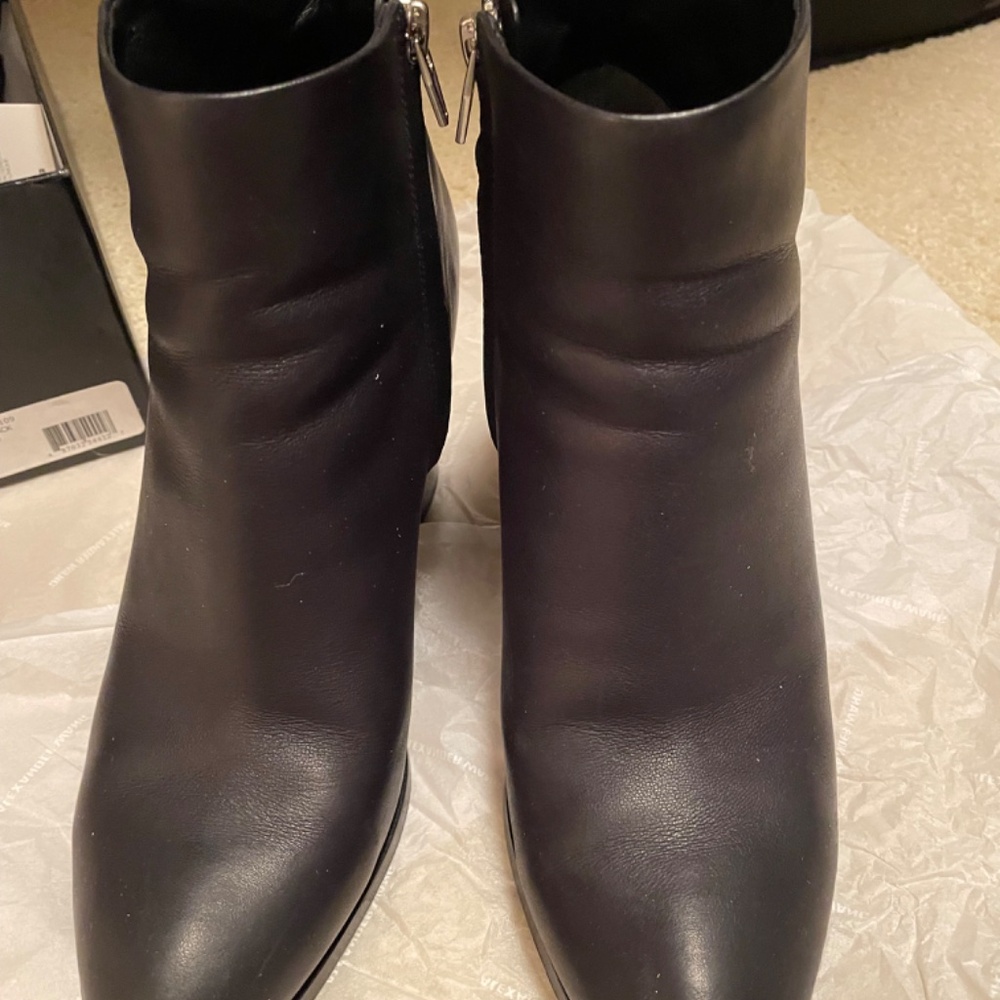 Alexander Wang Gabi Black Ankle Boots Silver Sliced  Heel Sz 40 - Picture 7 of 13